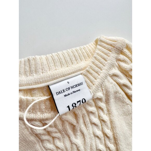 DALE OF NORWAY Karmoy Ivory 100% Wool Cable Knit Snowflake Sweater, Size S - Picture 11 of 15